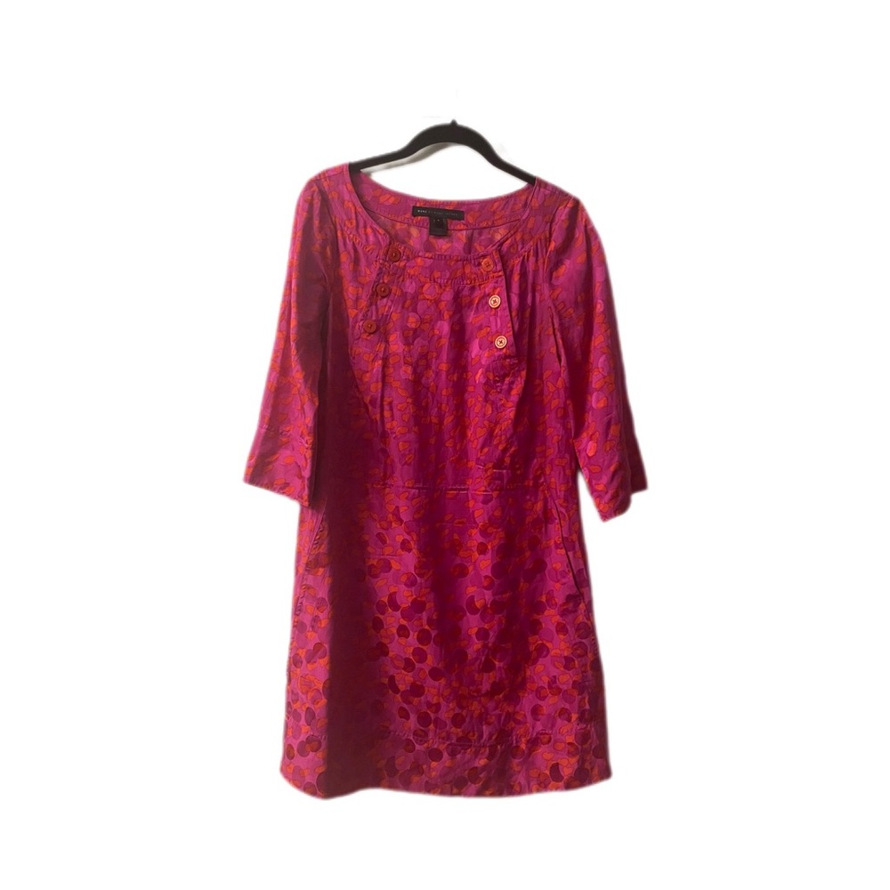 Marc By Marc Jacobs Dress Vibrant Pink Dress with Red Hearts Size S